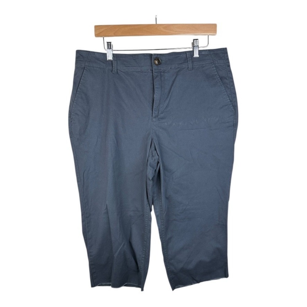 NWT LOFT Women's The Monroe Slim‎ Capri Blue Pants Size 12